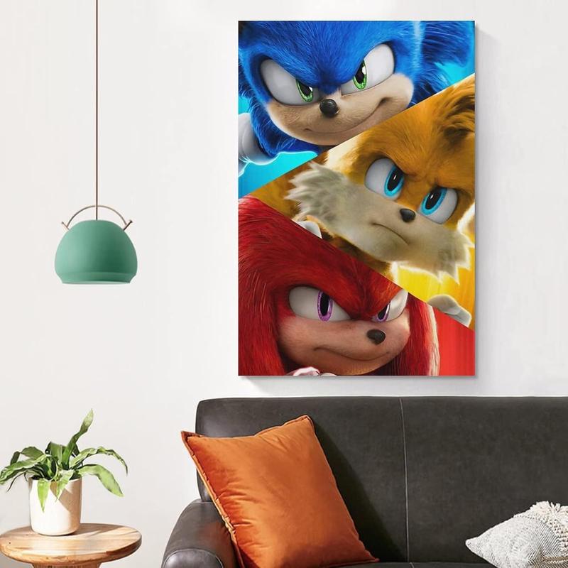 Cartoon Canvas Wall Art Sonicds The Hedgehog 2 Poster Prints on Canvas Paitng Home Kitchen Wall Decor 08x12inch(20x30cm) Artwork Room