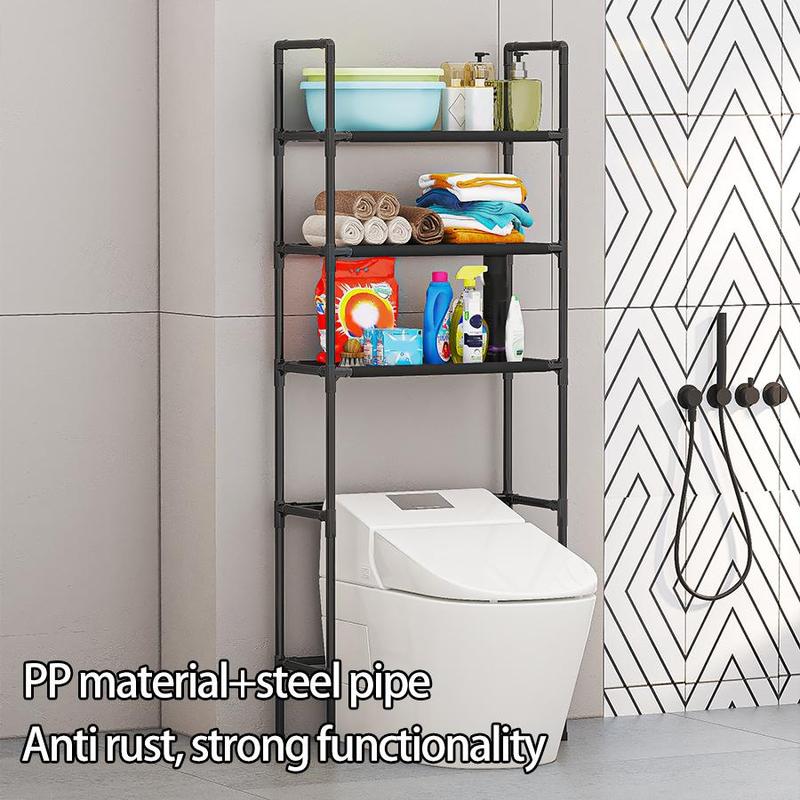 Bathroom Storage Rack, 1 Count Multi-layer Floor Mounted Toilet Rack, Large Capacity Storage Rack for Home Bathroom Use