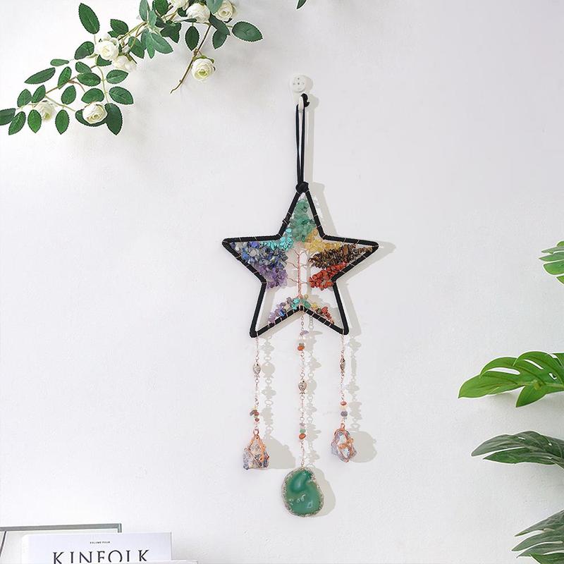 Star Design Dream Catcher, 1 Count Artificial Crystal Decor Hanging Ornament, Hanging Decor for Home Living Room Courtyard Window Garden