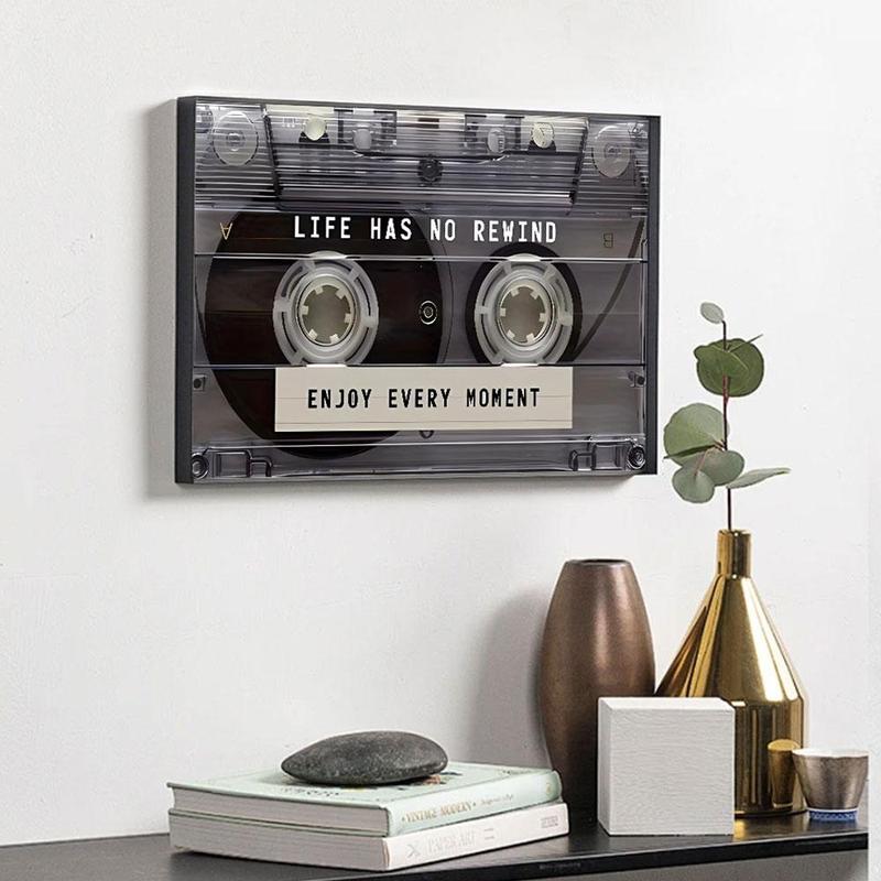 Room Decor Cassette Tape Pattern Unframed Painting, 1 Count Modern Wall Art, Wall Decor for Home Living Room Bedroom Office School, Vanity Decor Accessories