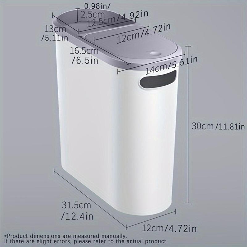 Bathroom Trash Can, 1 Count Household Creative Waste Bin with Holder & Handle, Press Type Can with Lid, Simple Paper Basket, Large Capacity Trash Bin,  Garbage Can, Home Essential