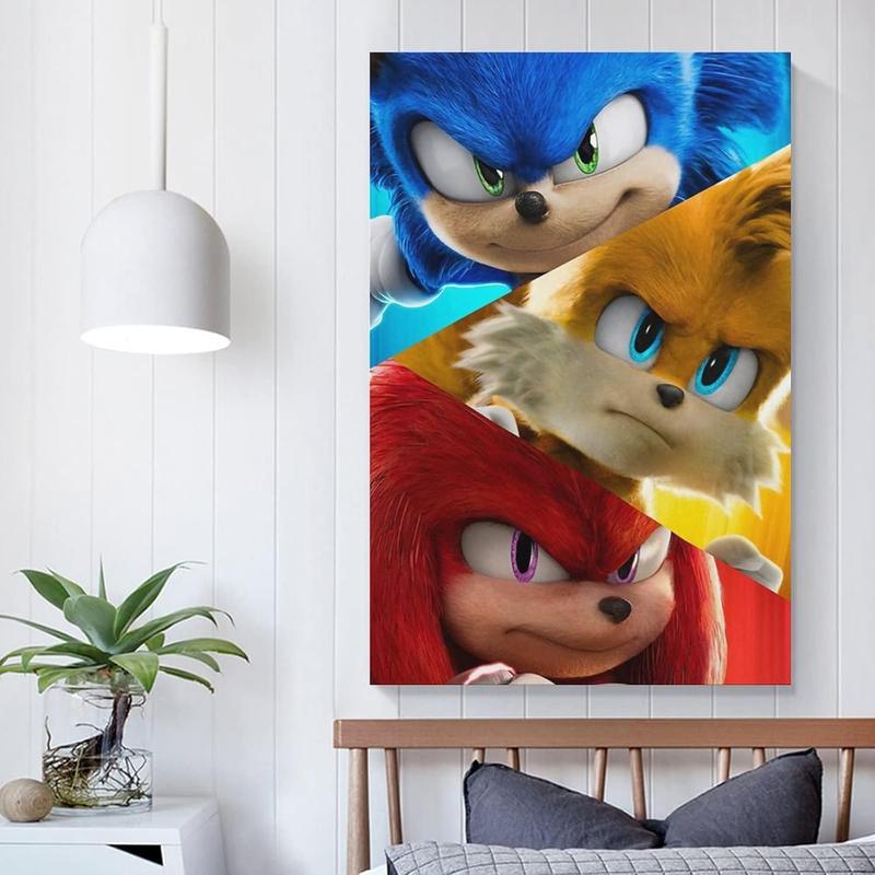 Cartoon Canvas Wall Art Sonicds The Hedgehog 2 Poster Prints on Canvas Paitng Home Kitchen Wall Decor 08x12inch(20x30cm) Artwork Room