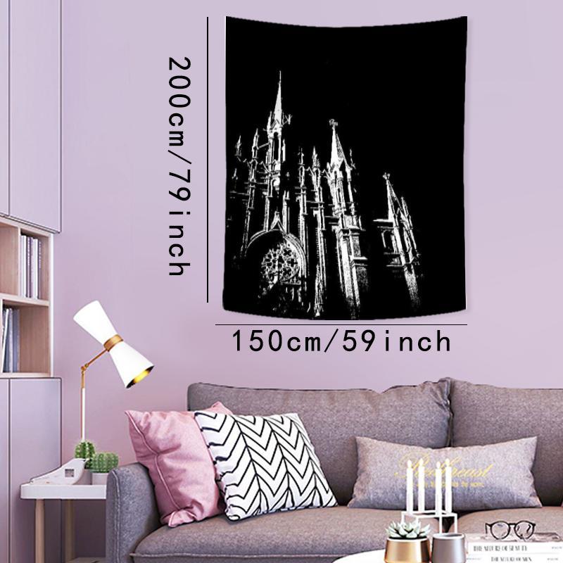 Gothic Cathedral Night Pattern Tapestry, 1 Count Aesthetic Wall Hanging Decor, Polyester Tapestry for Bedroom Home Office Decor