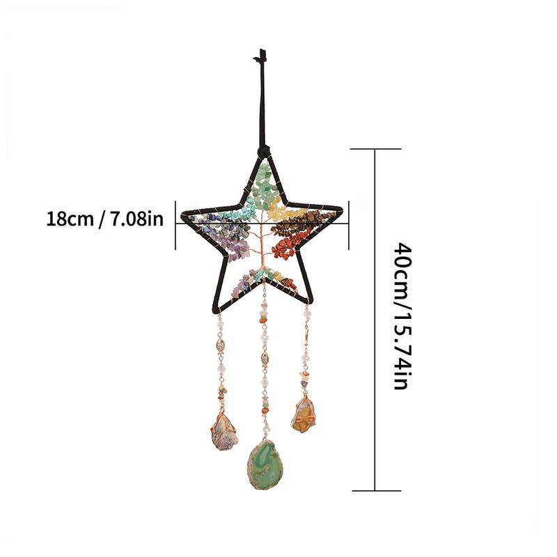 Star Design Dream Catcher, 1 Count Artificial Crystal Decor Hanging Ornament, Hanging Decor for Home Living Room Courtyard Window Garden