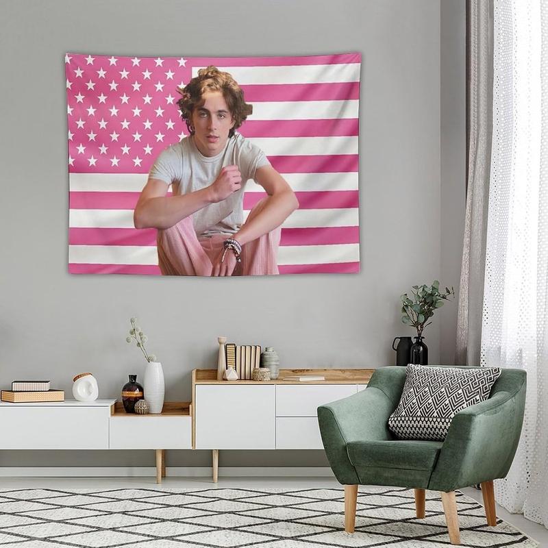 American Timothee Flag Tapestry Chalamet Poster Suitable for College Dormitories, Bridal Chambers, Living Rooms, Dormitories, Background Decorations, National Flag Gifts Merch 30