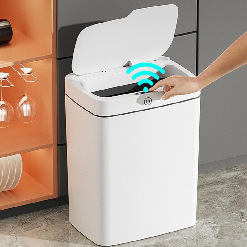 15L Smart Sensor Trash Can, Waterproof & Anti-odor Automatic Sensor Trash Can, Kitchen Trash Can, Suitable for Home Kitchen, Office [Battery Required, without Battery]