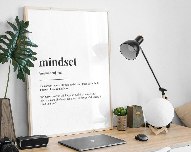 Mindset Definition Poster Prints No Framed, Gifts For His Her, Bedroom Wall Decor, Wall Art Home Decor, Poster For Room