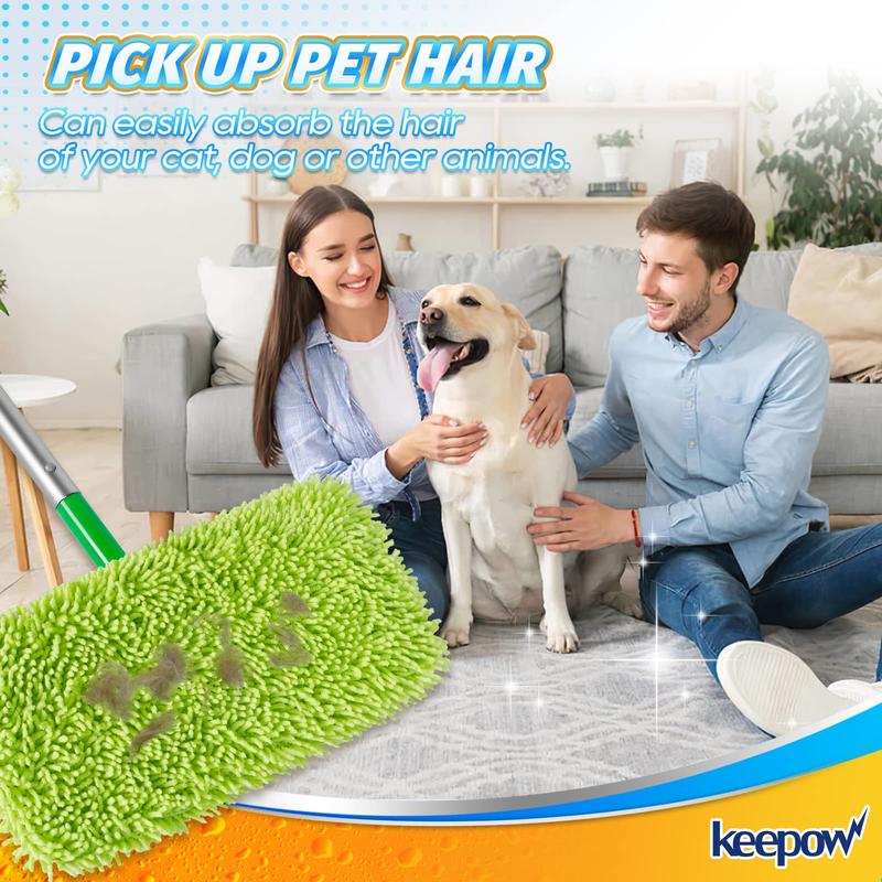 KEEPOW Dry Sweeping Wet Mopping Cloths for Swiffer Sweeper Reusable & Washable Microfiber Mop Pads (Mop is Not Included)