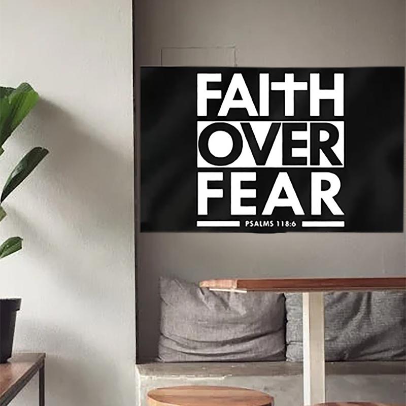 3×5FT Fun Faith Over Fear Bible Verses Flag for Outdoor Yard Fun Room Decor