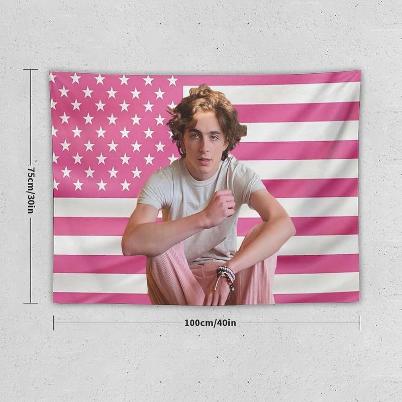 American Timothee Flag Tapestry Chalamet Poster Suitable for College Dormitories, Bridal Chambers, Living Rooms, Dormitories, Background Decorations, National Flag Gifts Merch 30