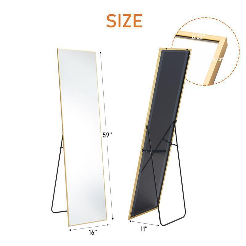 RectangSquare Arched Full Length Mirror, Full Body Standing Mirror, Large Floor Mirror for Wall Door Bedroom Bathroom Living Room with Aluminum Frame (59*16)