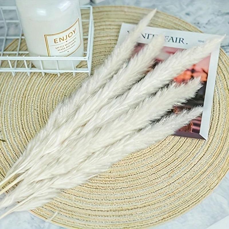 Dried Pampas Grass Plumes Decoration, 30pcs set Faux Reed Flower Stems Bunch, Fake Flower for Flower Arrangements Wedding Home Decor