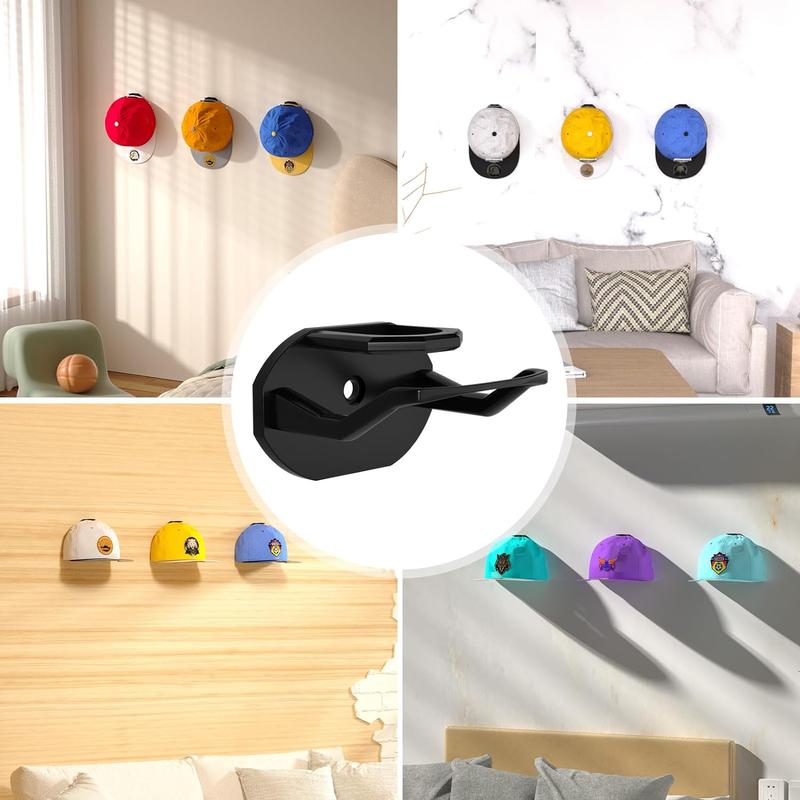 22 Pack Adhesive Hat Hooks for Wall, Super Strong Hat Rack for Baseball Caps, Hat Organizer Display for Home Decor, Hat Hangers Holder for Wall, Door, Closet, No Drilling - USA Patented (Black) Hangable