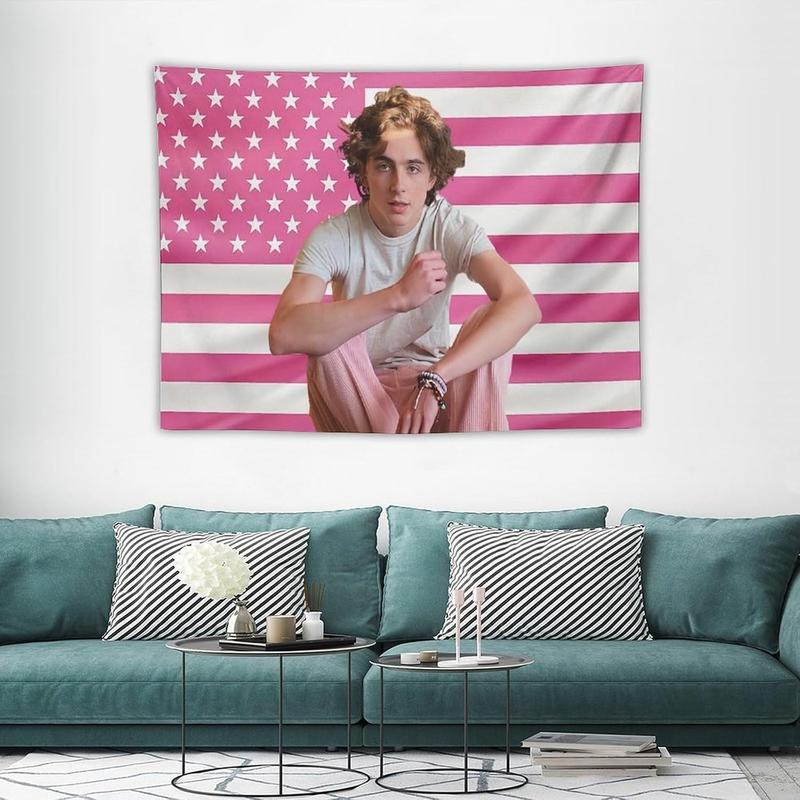 American Timothee Flag Tapestry Chalamet Poster Suitable for College Dormitories, Bridal Chambers, Living Rooms, Dormitories, Background Decorations, National Flag Gifts Merch 30