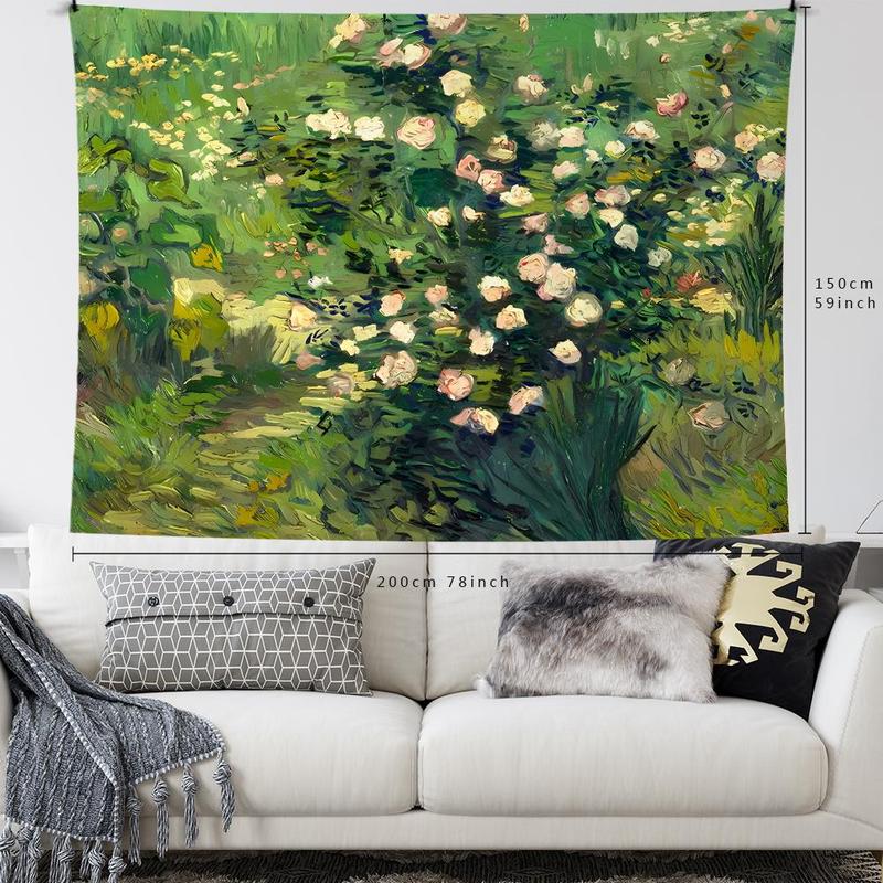 Modern Flower Print Tapestry for Mean Girls Decorations, 1 Count Spring Decor Green Art Landscape Pattern Hanging Tapestry, Wall Hanging Decor for Home Living Room Bedroom, Spring Home Decor Ideas