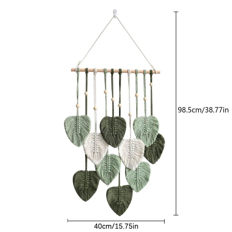 Boho Style Leaf Shaped Wall Hanging Home Decor, Creative Handmade Woven Rope Wall Art, Wall Decor For Living Room & Bedroom, Spring Hanging Decor for Home, Spring Decor 2024