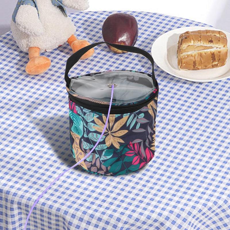 Floral Pattern Yarn Storage Bag, 1 Count Exquisite Round Sewing Thread Handbag, Sewing  Fabric Storage Bag for Home Cloth Shop Office Dormitory