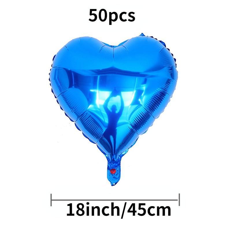 Romantic Heart Shaped Balloon, 50pcs 18 Inch Aluminum Foil Balloon, Party Decoration Balloon, Wedding Birthday Festive Party Supplies