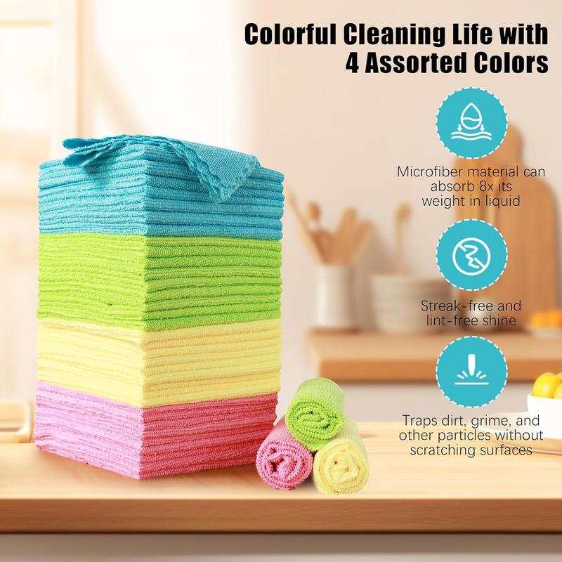 12 Pack Microfiber Cleaning Cloth - Reusable Cleaning Rag, Fast Drying Cleaning Towels,12