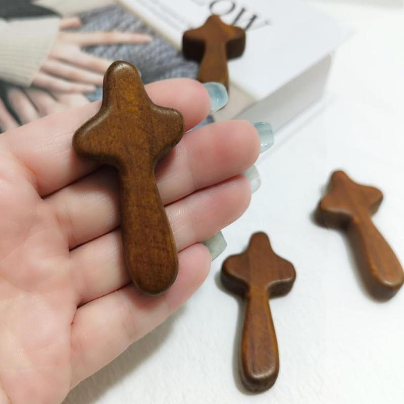 Wooden Mini Cross, 16pcs set Portable Handheld Prayer Cross, Religious Decorations for Home Church Outdoor Activities