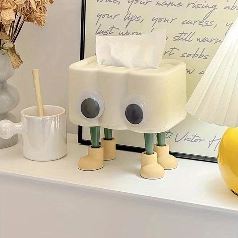 Cute Cartoon Eyes Design Tissue Box, 1 Count Creative Desktop Napkin Holder, Home Organizer for Living Room, Kitchen, Bathroom, Coffee Table Decor