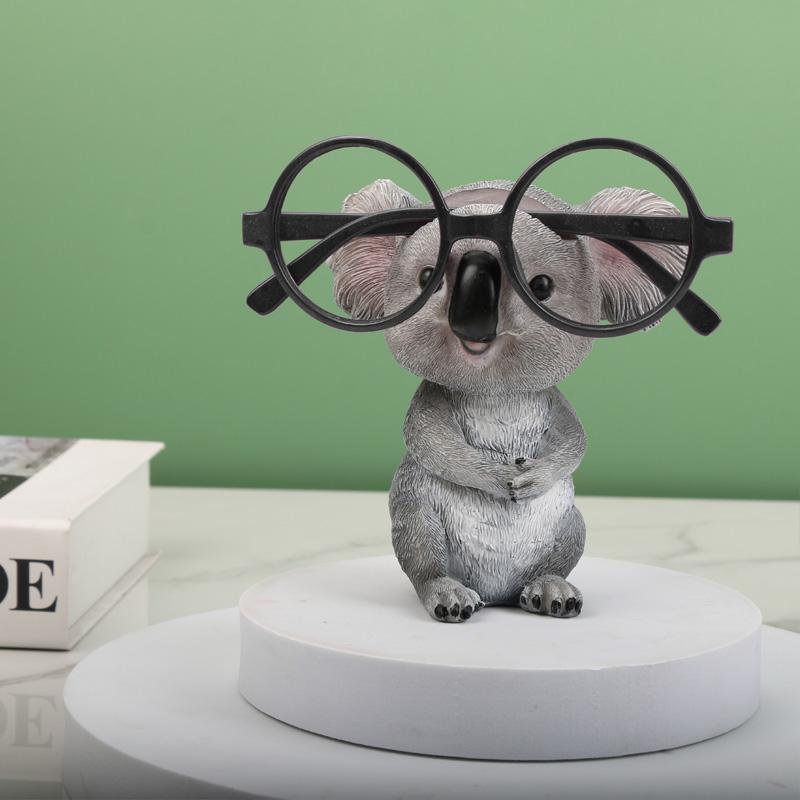 Koala Resin Ornaments for Mean Girls Decorations, 1 Count Creative Animal Design Eyeglasses Holder without Glasses, Desktop Ornament for Home Office