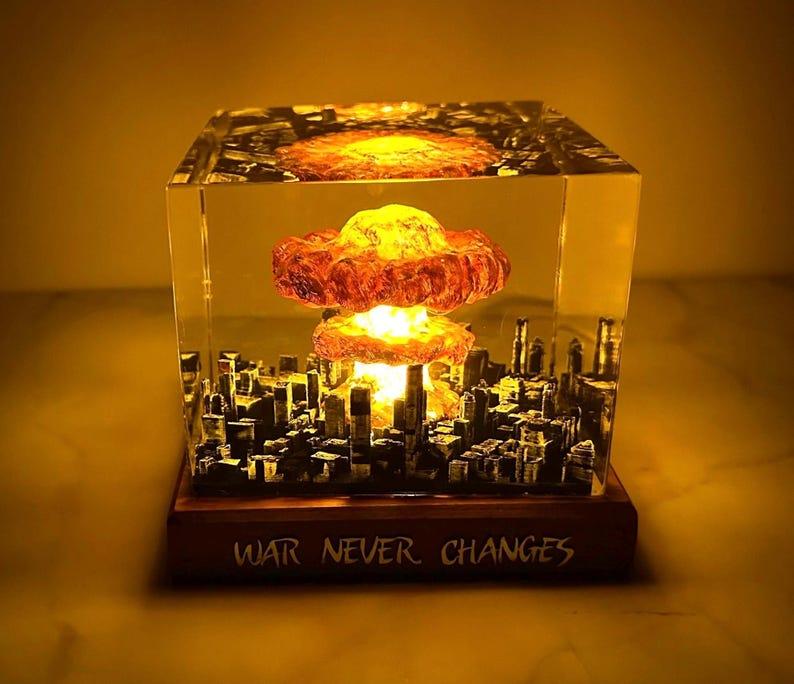 Diorama Atomic Bomb, Explosion Bomb Resin Art, Nuke Bomb Fallout, Storm Cloud Decor, Epoxy Resin Artwork, Gift for Him, Father's Day