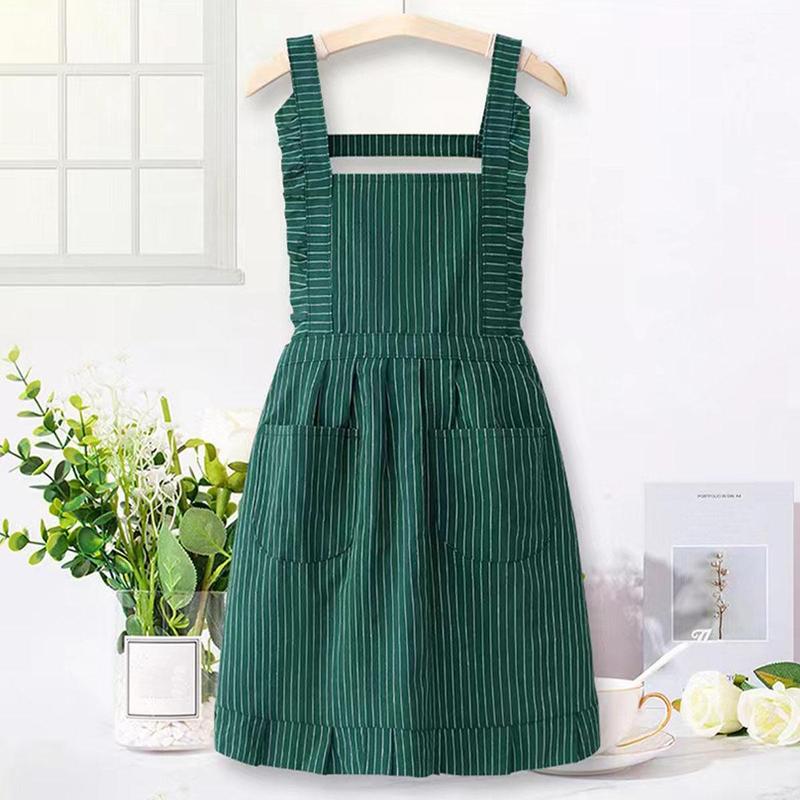 Striped Print Apron, Cute Breathable Lightweight Apron with Pocket, Fashion Apron for Home Kitchen Dining Room Coffee Shop