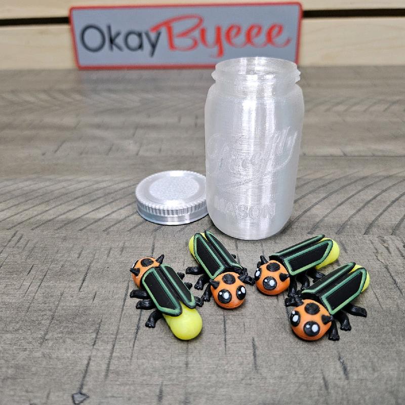 3D Printed Fireflies with Jar Figurine