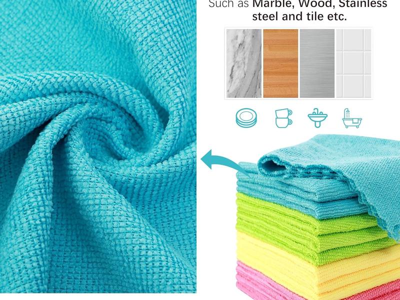 12 Pack Microfiber Cleaning Cloth - Reusable Cleaning Rag, Fast Drying Cleaning Towels,12