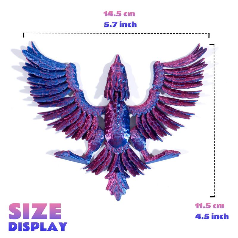 3D Printed Phoenix Design Decoration, 1 Count Lovely Colorful Creative Animal Design Desktop Ornament, Flexible Desktop Decoration for Home Office School Dormitory