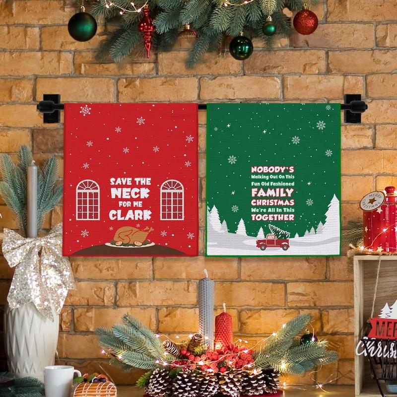 Christmas Vacation Gift, 2 Pack Funny Christmas Kitchen Towels, Griswold Family Cousin Eddie Christmas Vacation Merchandise, Cute Christmas Home Decorations, Novelty Xmas White Elephant Gifts Cleaning Scented