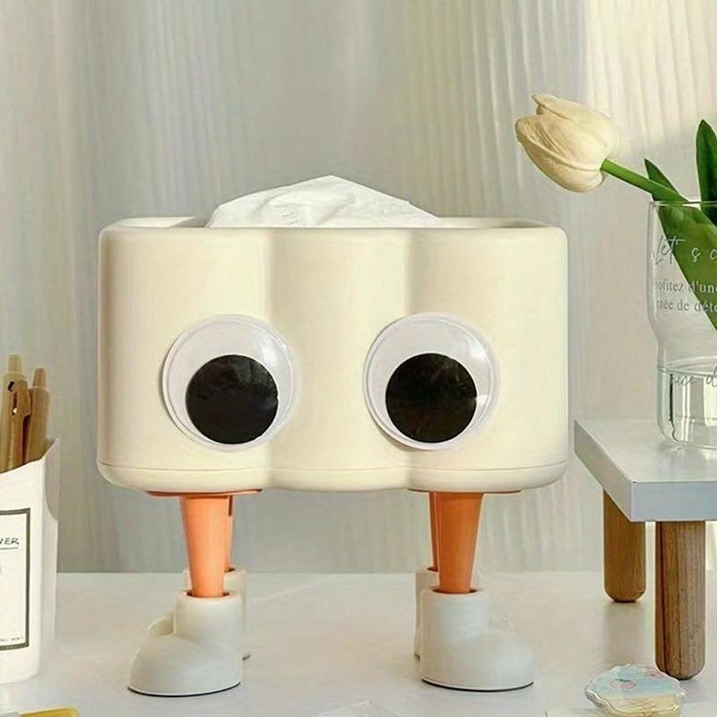 Cute Cartoon Eyes Design Tissue Box, 1 Count Creative Desktop Napkin Holder, Home Organizer for Living Room, Kitchen, Bathroom, Coffee Table Decor