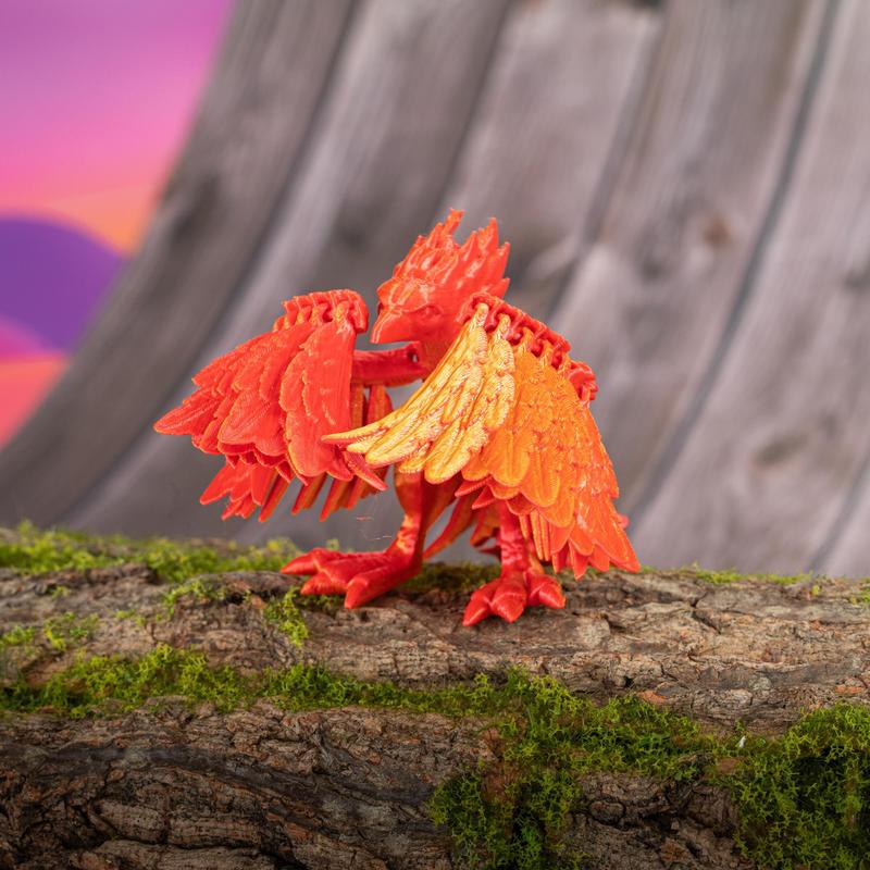 3D Printed Phoenix Design Decoration, 1 Count Lovely Colorful Creative Animal Design Desktop Ornament, Flexible Desktop Decoration for Home Office School Dormitory