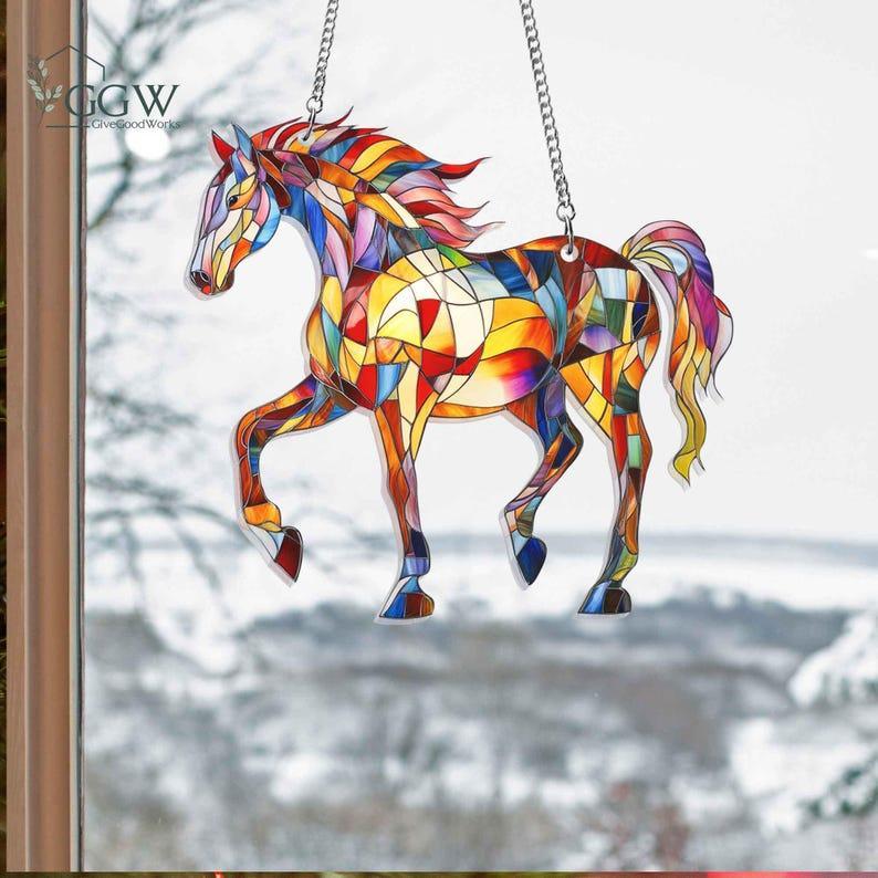 Horse Sun Catcher, Equestrian sun catcher, Horse window decor, Horse crystal suncatcher, Horse ornament, Horse home decor, Horse Acrylic art