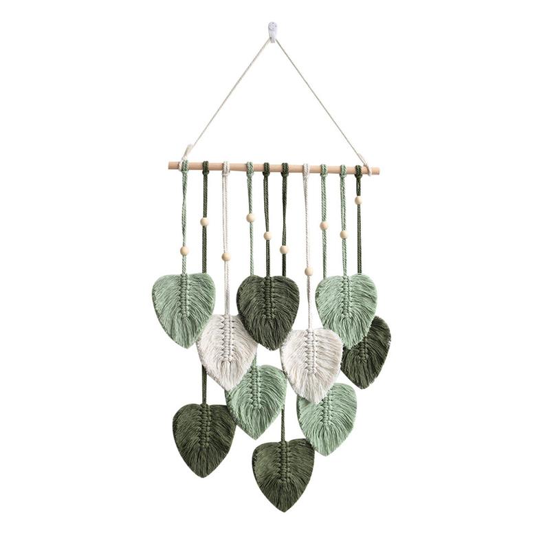 Boho Style Leaf Shaped Wall Hanging Home Decor, Creative Handmade Woven Rope Wall Art, Wall Decor For Living Room & Bedroom, Spring Hanging Decor for Home, Spring Decor 2024