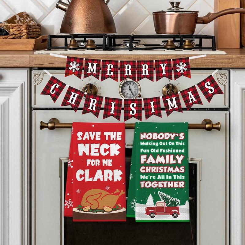 Christmas Vacation Gift, 2 Pack Funny Christmas Kitchen Towels, Griswold Family Cousin Eddie Christmas Vacation Merchandise, Cute Christmas Home Decorations, Novelty Xmas White Elephant Gifts Cleaning Scented