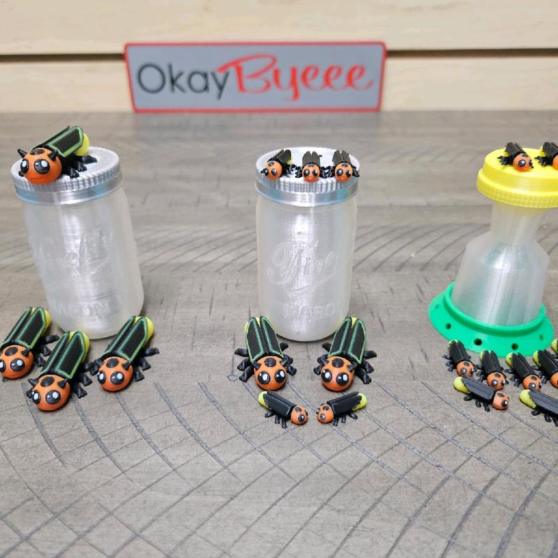 3D Printed Fireflies with Jar Figurine