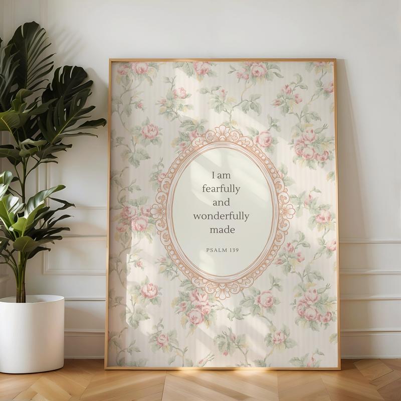 Psalm 139 Poster No Frame, Fearfully and Wonderfully Made, Pink Christian  Nursery Decor, Soft Vintage Cottagecore, Decor Home inspirational wall art