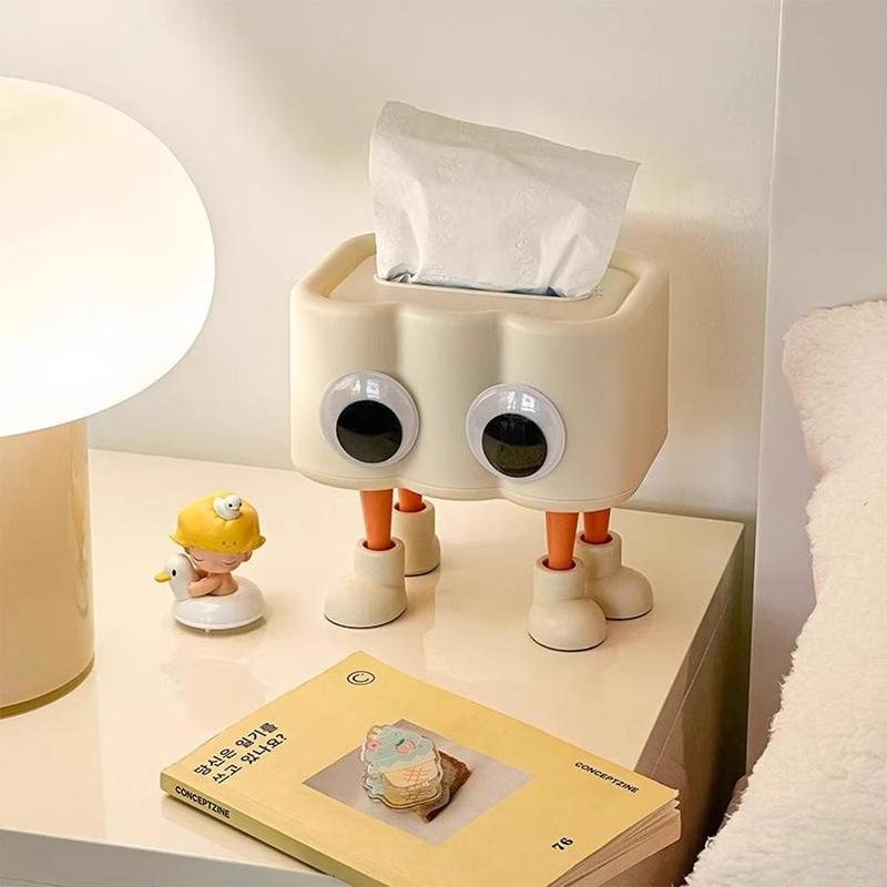 Cute Cartoon Eyes Design Tissue Box, 1 Count Creative Desktop Napkin Holder, Home Organizer for Living Room, Kitchen, Bathroom, Coffee Table Decor