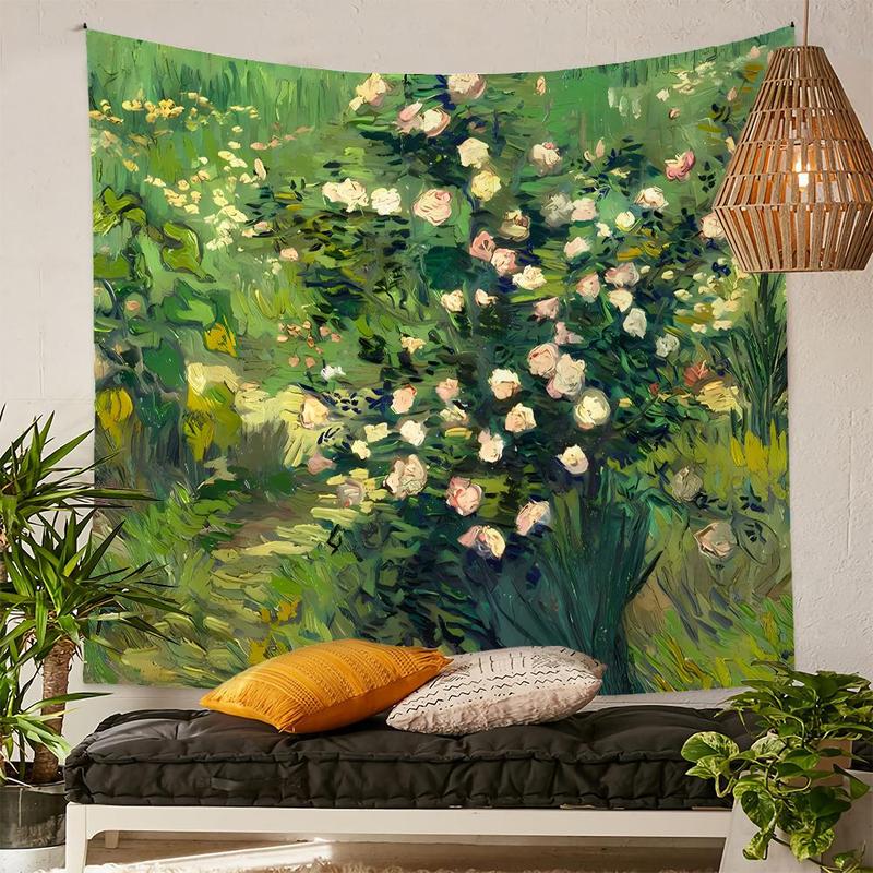 Modern Flower Print Tapestry for Mean Girls Decorations, 1 Count Spring Decor Green Art Landscape Pattern Hanging Tapestry, Wall Hanging Decor for Home Living Room Bedroom, Spring Home Decor Ideas