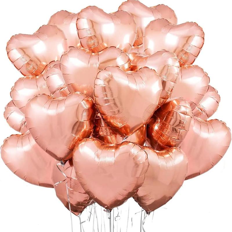 Romantic Heart Shaped Balloon, 50pcs 18 Inch Aluminum Foil Balloon, Party Decoration Balloon, Wedding Birthday Festive Party Supplies