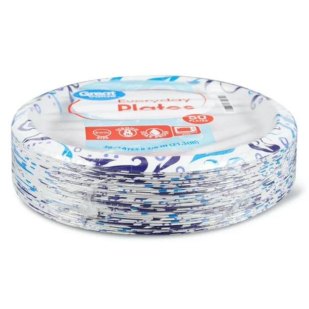 Great Value Everyday Disposable Paper Plates, 9in, 200ct