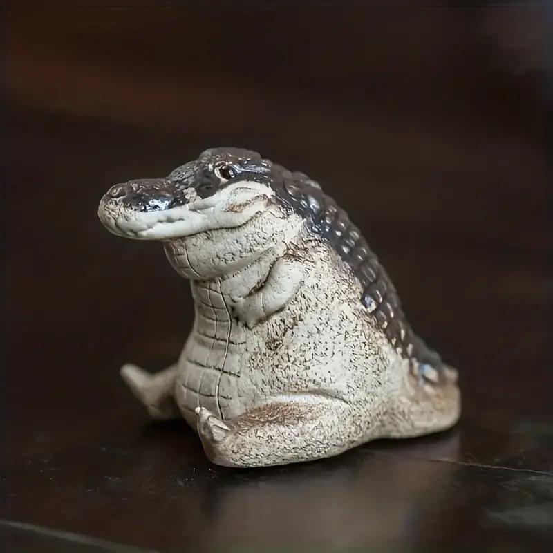 Mini Crocodile Statue Decoration Craft, Cute Tea Pet, Animal Design Miniature Landscape Ornament, Spring Desktop Ornament For Home Decor