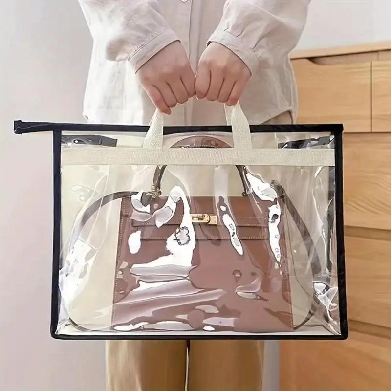 Clear Handbag Storage Bag, 1 Count Dustproof Moisture-proof Storage Bag, Wardrobe Hanging Bag, Transparent Protective Storage Bag for Home, Bedroom Accessories