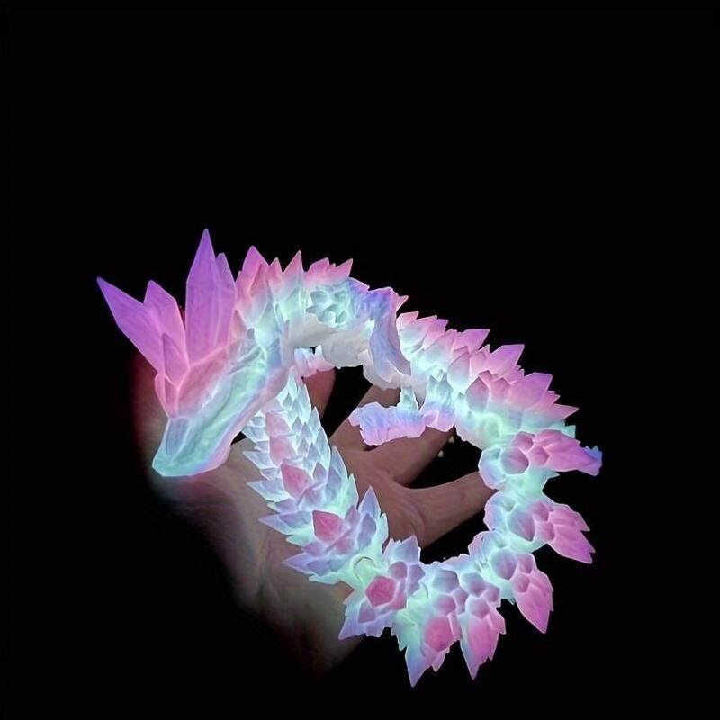 Christmas 3D Printed Luminous Crystal Dragon Statue, Creative Dragon Decoration, Garden Decoration, Home Decor, Office Decoration, Gift for Friend