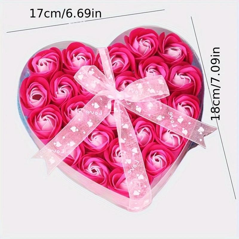 Artificial Rose Heart Shaped Gift Box, 1 Count 24 Roses Romantic Creative Gift Box, Gift Supplies for Wedding Birthday Party