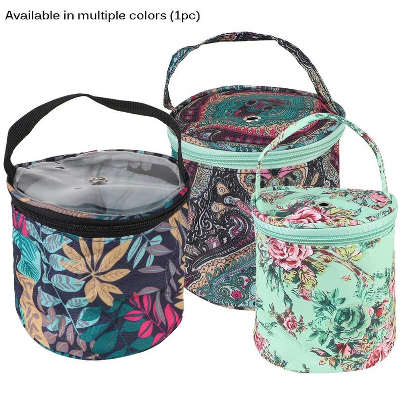 Floral Pattern Yarn Storage Bag, 1 Count Exquisite Round Sewing Thread Handbag, Sewing  Fabric Storage Bag for Home Cloth Shop Office Dormitory