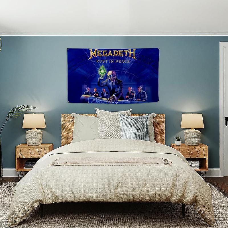 Megadeth Rust in Peace Poster Funny Flag Music Tapestry Aesthetic Decorative Durable Man Cave Wall tapestry Suitable For Indoor And Outdoor Decorate for College Dorm Room ,Outdoor,Parties gifts,