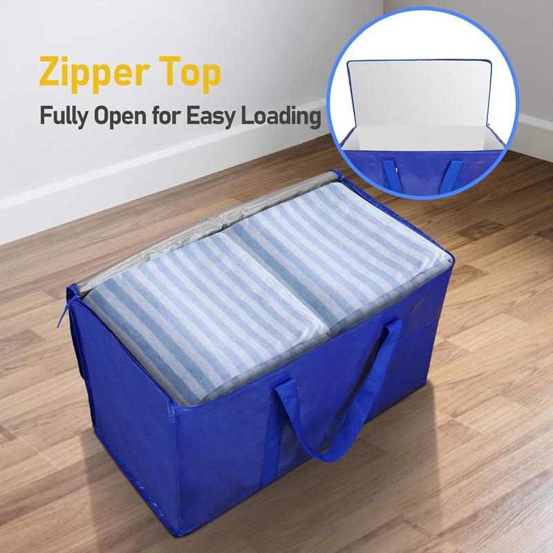 Extra Large Moving Bags with Zippers & Carrying Handles, Heavy-Duty Storage Tote for Space Saving Moving Storage Organiser